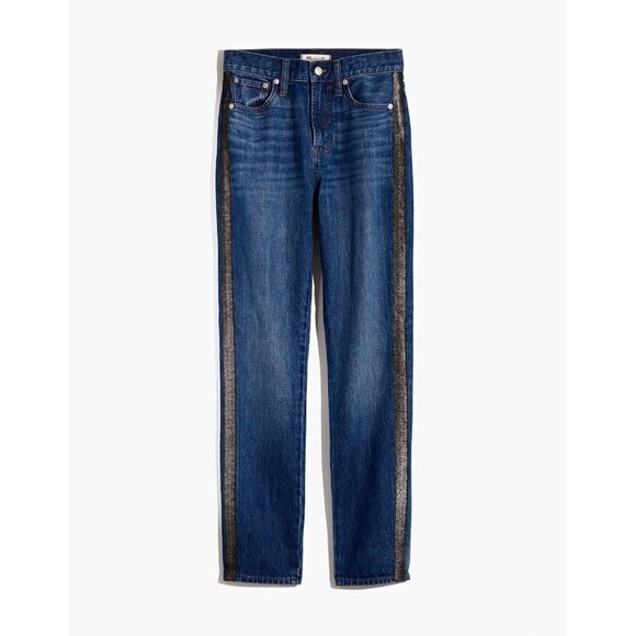 Madewell The Perfect Vintage Jean: Metallic Tuxedo Stripe Edition Blue Womens Si - Picture 12 of 12